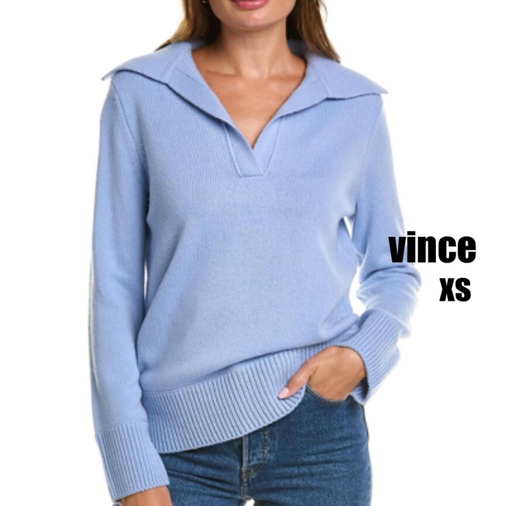 🩵baby blue vince collared cashmere sweater